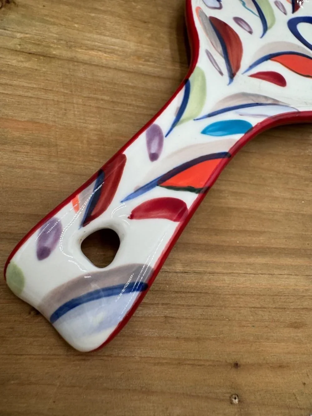 Anthropologie Hand Painted Kitchen Ceramic Spoon Rest Cooking Utensil  Letter C